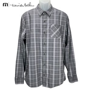 Travis Mathew |‎ Mens XL Rooftop Pool Lightweight Gray Plaid L/S Button Up Shirt